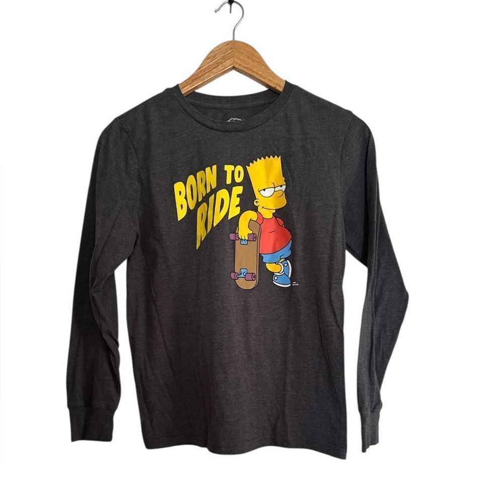The Simpsons Boys' Bart Born to Ride Skateboard long-sleeve EUC